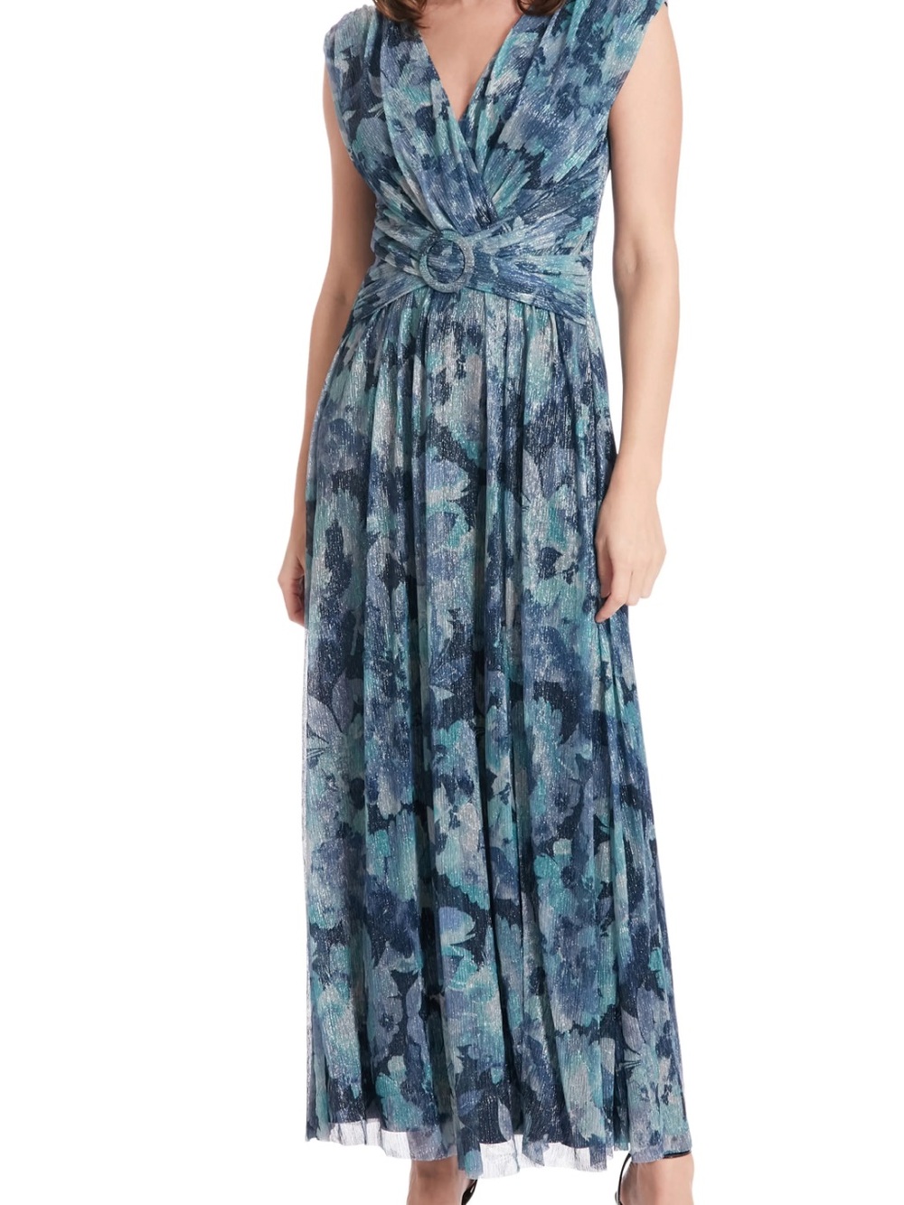 Maggy London Navy and Teal Floral Sheath Dress. Size M/10. EUC. $90